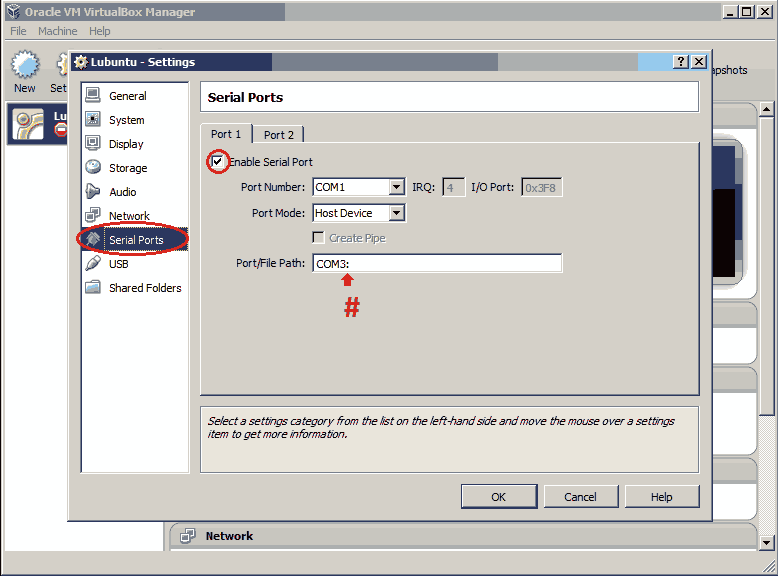 Virtual serial port